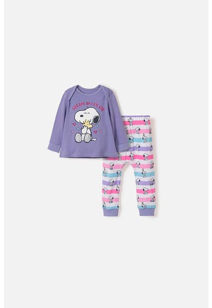 Pijama De Snoopy Pantalón Largo Multicolor Para Bebé Niña 12-18