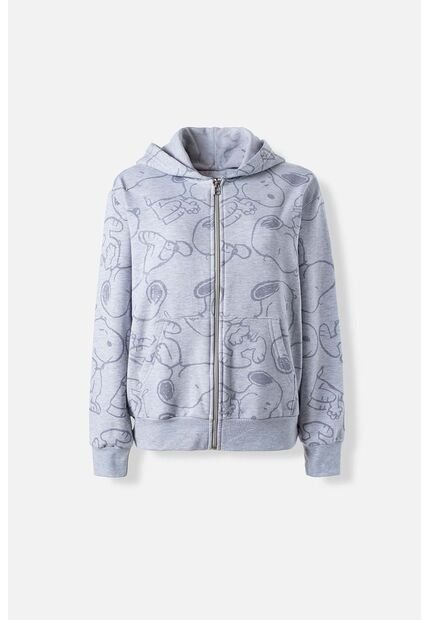 Buzo De Snoopy Gris Con Cierre Frontal Para Mujer S