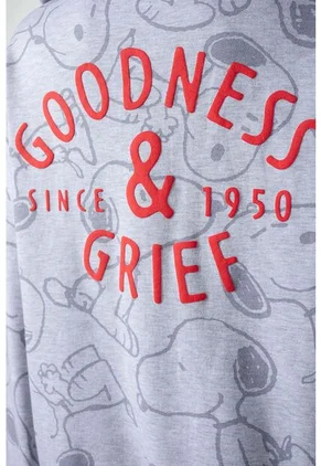 Buzo De Snoopy Gris Con Cierre Frontal Para Mujer S