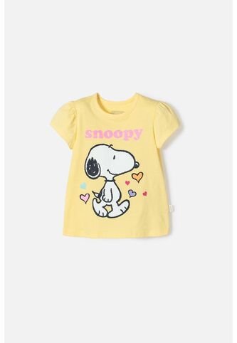 Camiseta De Snoopy Manga Corta Amarilla Para Niña 2T A 5T 5T Snoopy