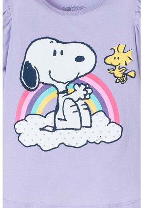 Camiseta De Snoppy Manga Corta Lila Para Niña 2T A 5T 2T
