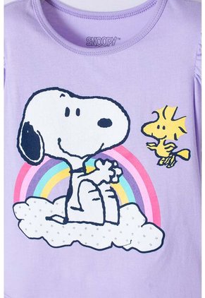 Camiseta De Snoppy Manga Corta Lila Para Niña 2T A 5T 2T