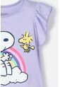 Camiseta De Snoppy Manga Corta Lila Para Niña 2T A 5T 2T de Snoopy