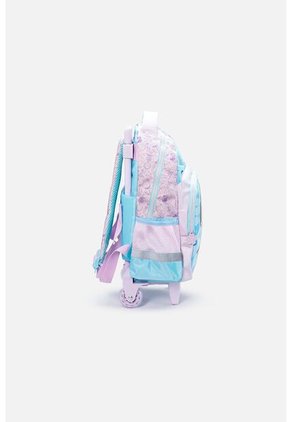 Morral De Snoopy 14" Con Ruedas Azul Y Violeta Para Niña U