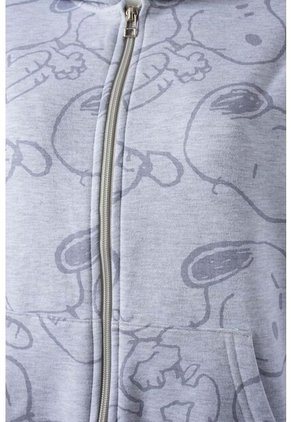 Buzo De Snoopy Gris Con Cierre Frontal Para Mujer XS