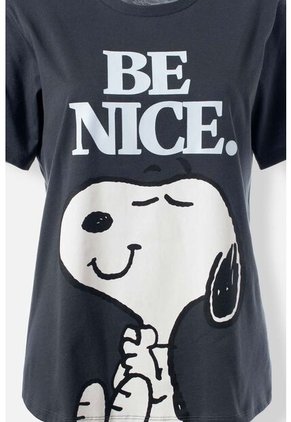 Pijama De Snoopy Gris Y Azul Claro De Pantalón Largo Para Mujer XS