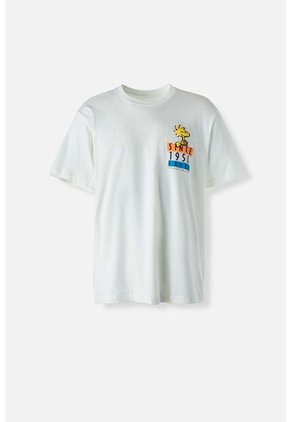 Camiseta De Snoppy Marfil Manga Corta Para Género Neutro M