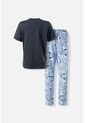 Pijama De Snoopy Gris Y Azul Claro De Pantalón Largo Para Mujer XS de Snoopy