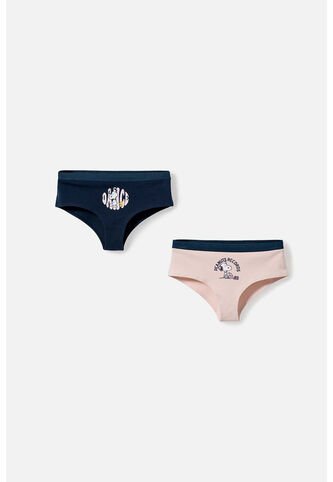 Pack X2 Panties De Snoopy Azul Oscuro Y Palo De Rosa Para Mujer S Snoopy