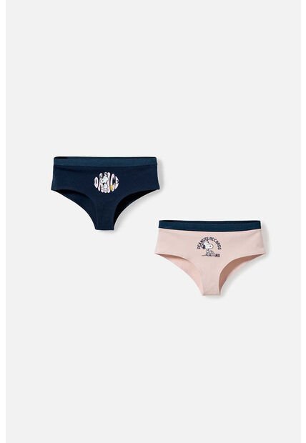 Pack X2 Panties De Snoopy Azul Oscuro Y Palo De Rosa Para Mujer S
