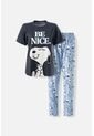 Pijama De Snoopy Gris Y Azul Claro De Pantalón Largo Para Mujer XL de Snoopy