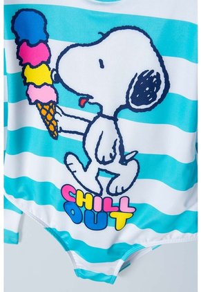 Vestido De Baño De Snoopy Blanco Y Turquesa Con Estampado Para Niña 10