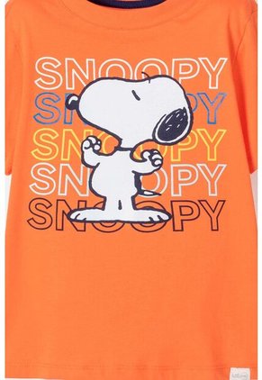 Camiseta De Snoopy Manga Corta Naranja Para Niño 2T A 5T 2T