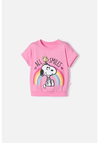 Camiseta De Snoopy Manga Corta Para Niña 2T A 5T 2T Snoopy