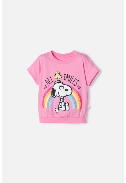 Camiseta De Snoopy Manga Corta Para Niña 2T A 5T 2T
