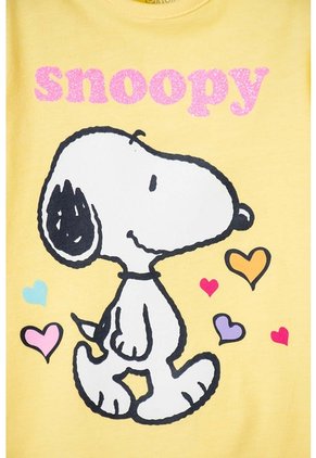Camiseta De Snoopy Manga Corta Amarilla Para Niña 2T A 5T 5T
