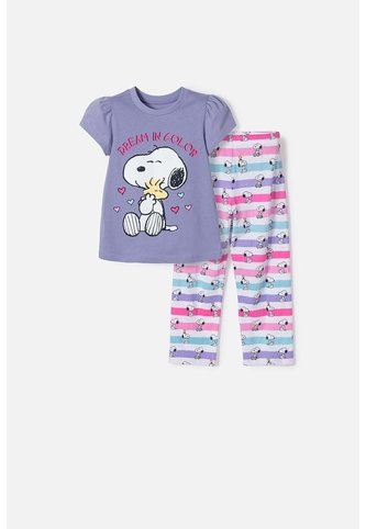 Pijama De Snoopy Con Pantalón Largo Multicolor Para Niña 2T A 5T 4T Snoopy