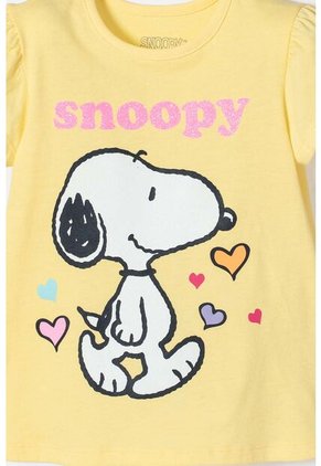 Camiseta De Snoopy Manga Corta Amarilla Para Niña 2T A 5T 5T