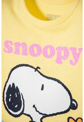 Camiseta De Snoopy Manga Corta Amarilla Para Niña 2T A 5T 5T