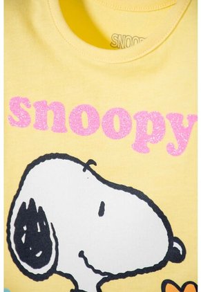 Camiseta De Snoopy Manga Corta Amarilla Para Niña 2T A 5T 3T