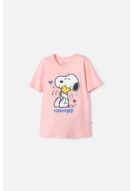 Camiseta De Snoopy Manga Corta Mandarina Para Niña 4