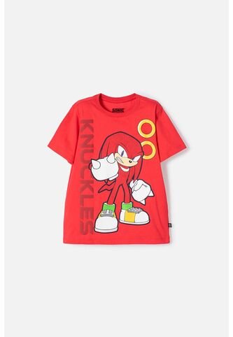 Camiseta De Sonic Manga Corta Rojo Para Niño 10 SONIC