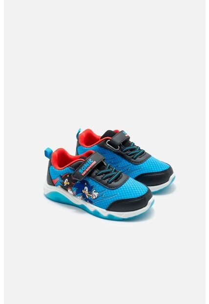 Tenis Con Luces De Sonic Azul Y Negro Para Niño 31