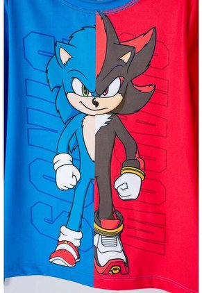 Traje De Baño De Sonic Azul Y Rojo De Manga Larga Para Niño 14