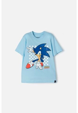 Camiseta De Sonic De Manga Corta Azul Para Niño 6 SONIC