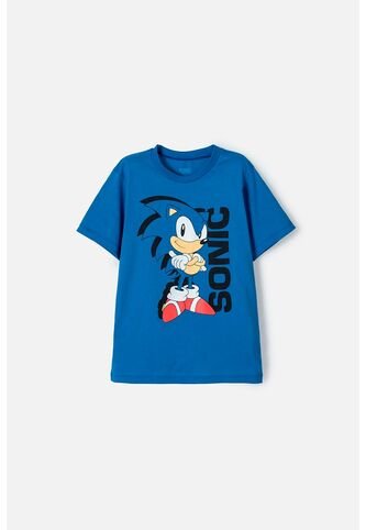 Camiseta De Sonic Manga Corta Azul Para Niño 6 SONIC