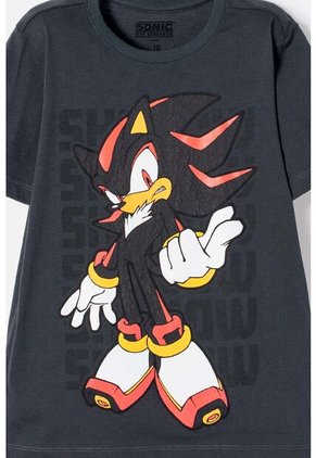 Camiseta De Sonic Manga Corta Gris Para Niño 8