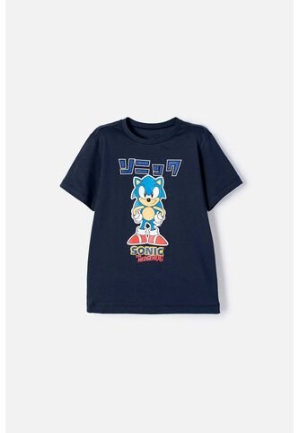 Camiseta De Sonic Manga Corta Azul Para Niño 8 SONIC