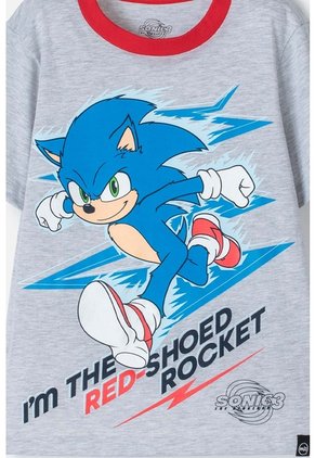 Pijama De Sonic Gris, Azul Y Roja De Pantalón Largo Para Niño 8