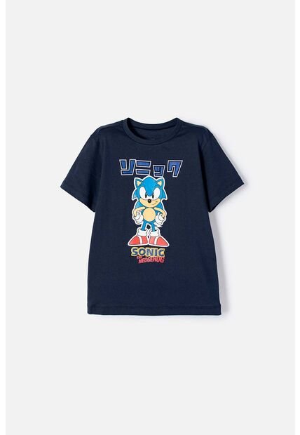 Camiseta De Sonic Manga Corta Azul Para Niño 12