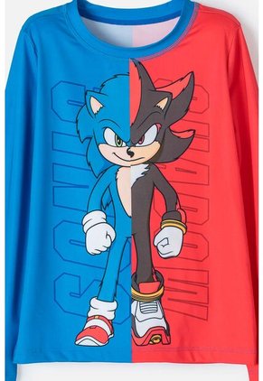 Traje De Baño De Sonic Azul Y Rojo De Manga Larga Para Niño 8