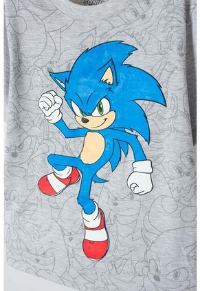 Camiseta Sonic Manga Corta Gris Jaspe Para Niño 6