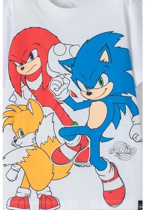 Camiseta De Sonic Blanca Y Roja Estampada En Frente Para Niño 14
