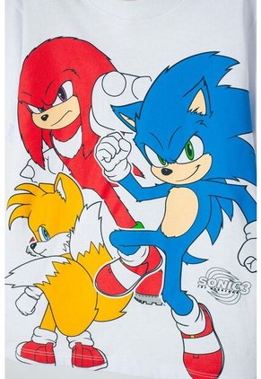 Camiseta De Sonic Blanca Y Roja Estampada En Frente Para Niño 14
