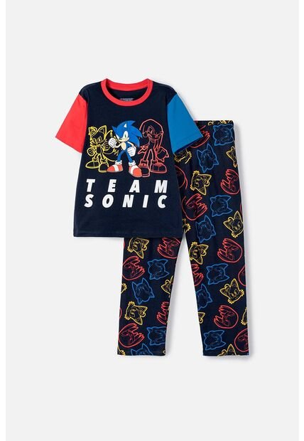 Pijama De Sonic Con Pantalón Largo Multicolor Para Niño 8