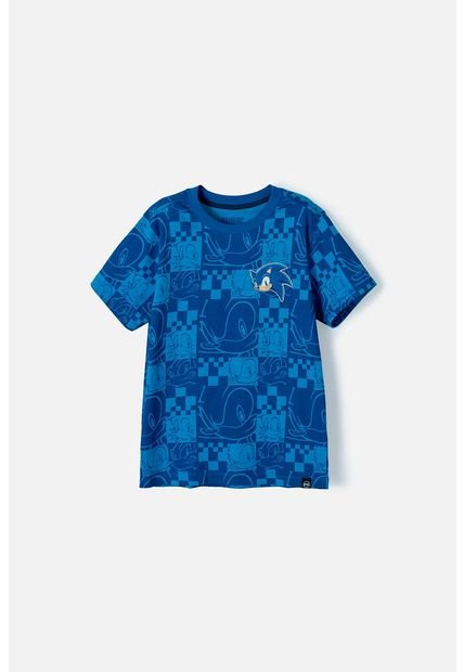 Camiseta De Sonic Azul Manga Corta Para Niño 10