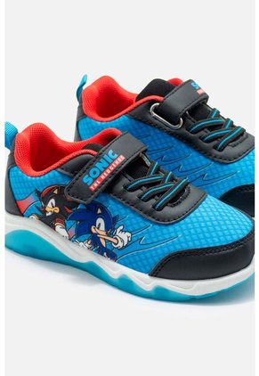 Tenis Con Luces De Sonic Azul Y Negro Para Niño 30