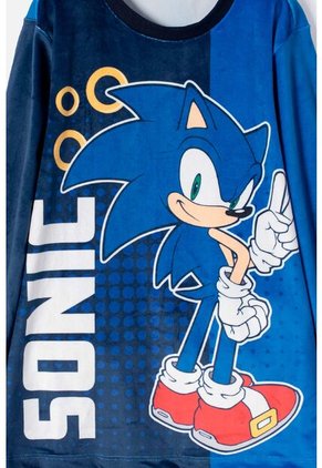 Pijama De Sonic Con Pantalón Largo Azul Para Niña 6