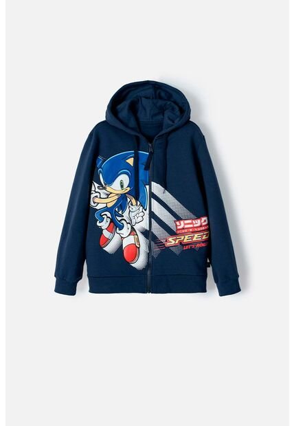 Buzo De Sonic Con Cierre Azul Para Niño 8