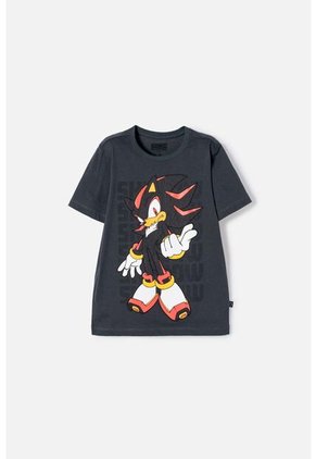 Camiseta De Sonic Manga Corta Gris Para Niño 12