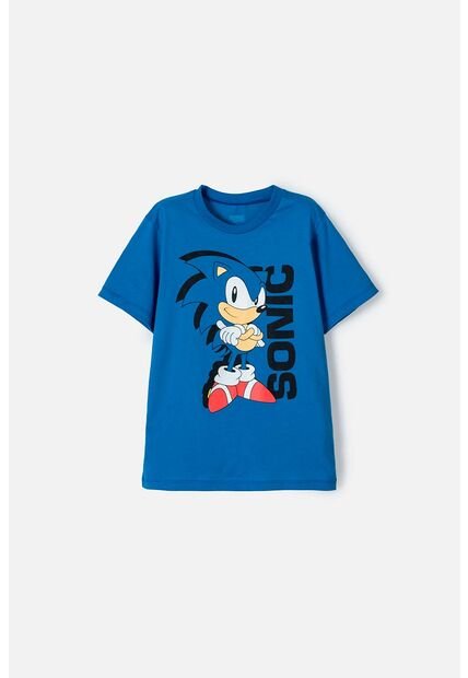 Camiseta De Sonic Manga Corta Azul Para Niño 12