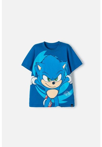 Camiseta De Sonic Azul Manga Corta Para Niño 10