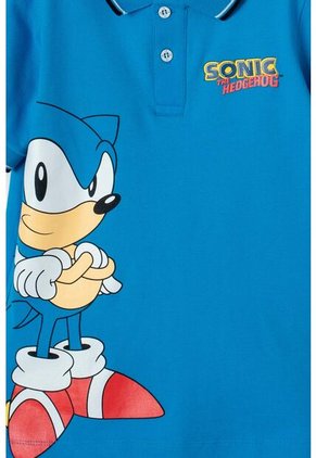 Camiseta Tipo Polo De Sonic Azul Con Botones Para Niño 12