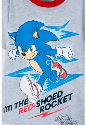 Pijama De Sonic Gris, Azul Y Roja De Pantalón Largo Para Niño 8