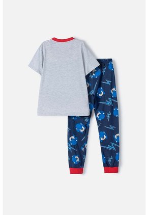 Pijama De Sonic Gris, Azul Y Roja De Pantalón Largo Para Niño 8
