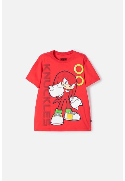 Camiseta De Sonic Manga Corta Rojo Para Niño 10